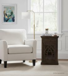SOLID WOOD & GLASS NIGHTSTAND END TABLE
