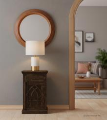 SOLID WOOD & GLASS NIGHTSTAND END TABLE