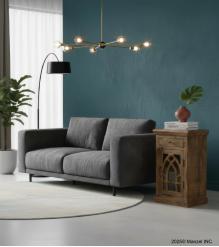 SOLID WOOD & GLASS NIGHTSTAND END TABLE