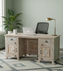 SOLID RECLAIMED TEAK WOOD DESK 2/ DRAWERS & DOORS
