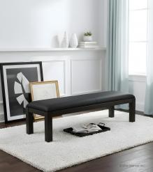 SOLID WOOD & LEATHER BENCH