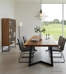 LIVE EDGE SOLID SUAR WOOD TABLE W/ METAL BASE