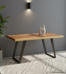 LIVE EDGE SOLID SUAR WOOD TABLE W/ METAL BASE