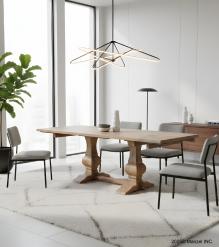 SOLID WOOD PEDESTAL EXTENSION DINING TABLE