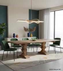 SOLID WOOD PEDESTAL EXTENSION DINING TABLE