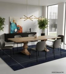 SOLID WOOD PEDESTAL EXTENSION DINING TABLE