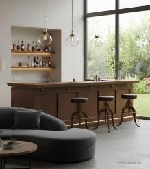 ADJUSTABLE HEIGHT IRON & LEATHER STOOL