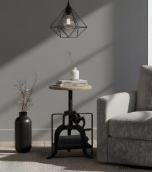 WOOD & IRON SIDE TABLE