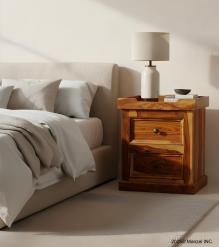 SOLID ROSEWOOD NIGHTSTAND W/ TRAY TOP END TABLE
