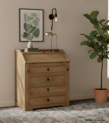 SOLID WOOD 4 DRAWER PULL DOWN FRONT WRITING DESK