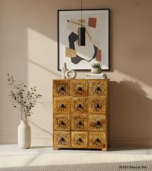 SOLID WOOD HAND CARVED 12 DRAWER CHEST