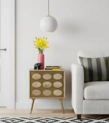 WOOD & DECORATIVE METAL SIDE TABLE