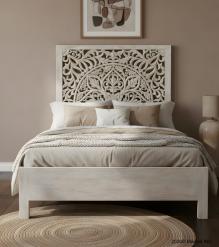 HAND CARVED WOODEN KING SIZE BED