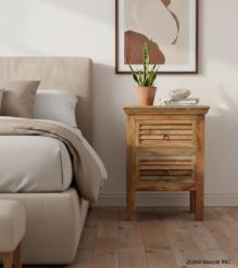 SOLID WOOD 2 DRAWER END TABLE / NIGHTSTAND