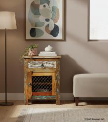 SOLID RECLAIMED TEAK WOOD END TABLE NIGHTSTAND