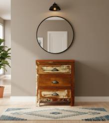 SOLID RECLAIMED TEAK WOOD END TABLE / NIGHTSTAND W/ 3 DRAWERS
