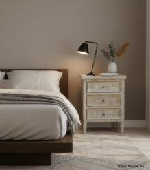 SOLID WOOD 3 DRAWER NIGHTSTAND END TABLE