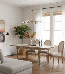 SOLID WOOD DINING TABLE W/ EXTENSIONS
