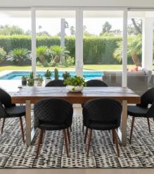 SOLID WOOD RECLAIMED TEAK DINING TABLE W/ METAL BASE - INCREDIBLY THICK & BEAUTIFUL