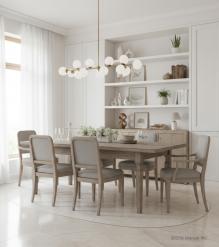 EXTENDABLE SOLID WOOD DINING TABLE W/ SELF-STORING EXTENSIONS