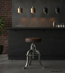 ADJUSTABLE HEIGHT IRON & LEATHER STOOL