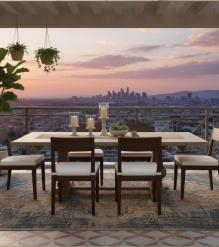 SOLID WOOD PEDESTAL TRESTLE TABLE W / EXTENSIONS