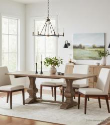 SOLID WOOD PEDESTAL TRESTLE TABLE W / EXTENSIONS