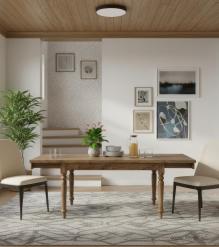 EXTENDABLE SOLID WOOD DINING TABLE W/ SELF-STORING EXTENSIONS