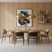 EXTENDABLE SOLID WOOD DINING TABLE W/ SELF-STORING EXTENSIONS
