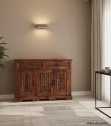 CARVED WOOD SIDEBOARD W/ 3 DOORS & DRAWERS