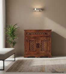 CARVED WOOD SIDEBOARD W/ 2 DOORS & 1 DRAWER
