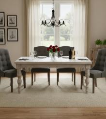 SOLID WOOD DINING TABLE W/ TURNED LEGS