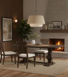 SOLID WOOD PEDESTAL DINING TABLE 