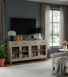 SOLID WOOD & GLASS SIDEBOARD CABINET