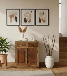SOLID RECLAIMED TEAK WOOD CABINET SIDEBOARD W/ 2 DOORS & 2 DRAWERS