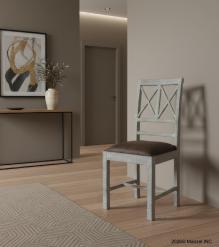 SOLID WOOD &  LEATHER CHAIR