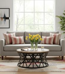 ROUND SOLID WOOD & IRON COFFEE TABLE