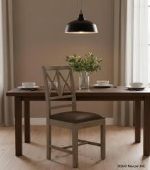 SOLID WOOD &  LEATHER CHAIR