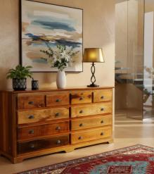 10 DRAWER RECLAIMED TEAK CHEST BUREAU SIDEBOARD