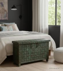 RECLAIMED DECORATIVE METAL TRUNK W/ OPENING LID