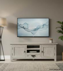 SOLID WOOD & IRON MEDIA STAND CONSOLE