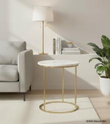 IRON & MARBLE END TABLE