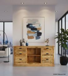 SOLID WOOD 6 DRAWER MEDIA CABINET SIDEBOARD