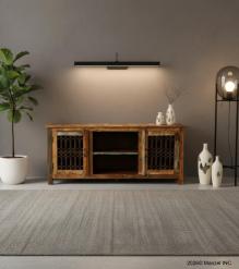 SOLID RECLAIMED TEAK WOOD MEDIA CABINET W/ 2 DOORS