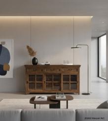 TRADITIONAL SOLID WOOD 3 DOOR SLIDERS WITH DRAWERS SIDEBOARD