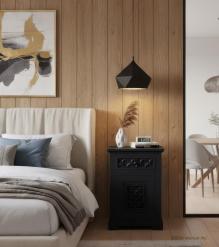 CARVED WOOD END TABLE / NIGHTSTAND