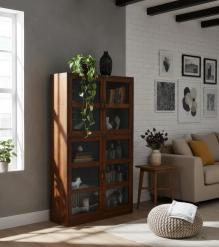 RECLAIMED TEAK WOOD & GLASS CABINET DISPLAY
