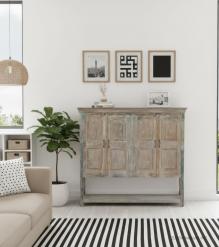 SOLID RECLAIMED TEAK WOOD 4 DOOR CABINET 
