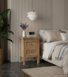 SOLID WOOD 2 DRAWER END TABLE / NIGHTSTAND