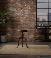 ADJUSTABLE HEIGHT IRON & LEATHER STOOL